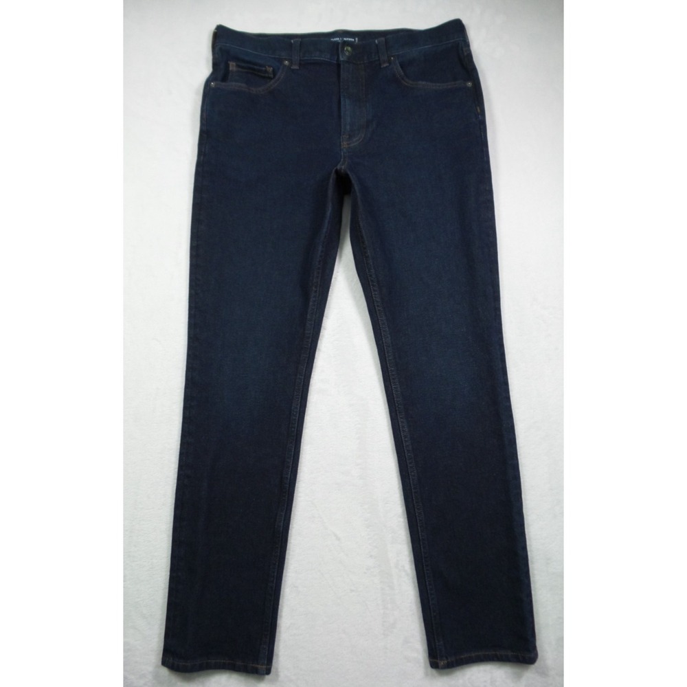 Everlane Uniform Jeans Mens Size 33 x 32 Blue Denim The Slim Stretch Dark Wash